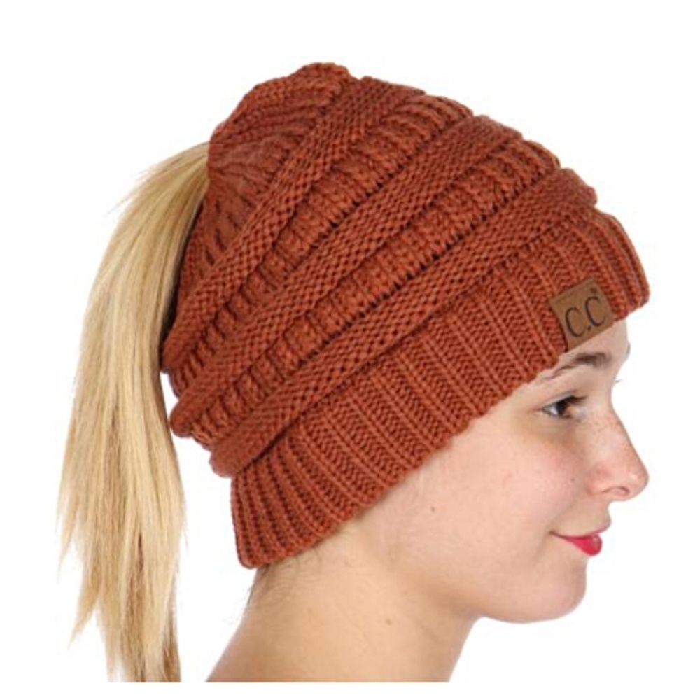 Rust messy bun beanie hat - Picture 4 of 4